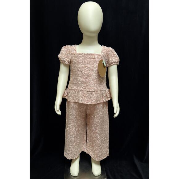Rabbit + Bear Pink Organic Cotton Gauze 2-Piece Set 4T NEW - Picture 1 of 4